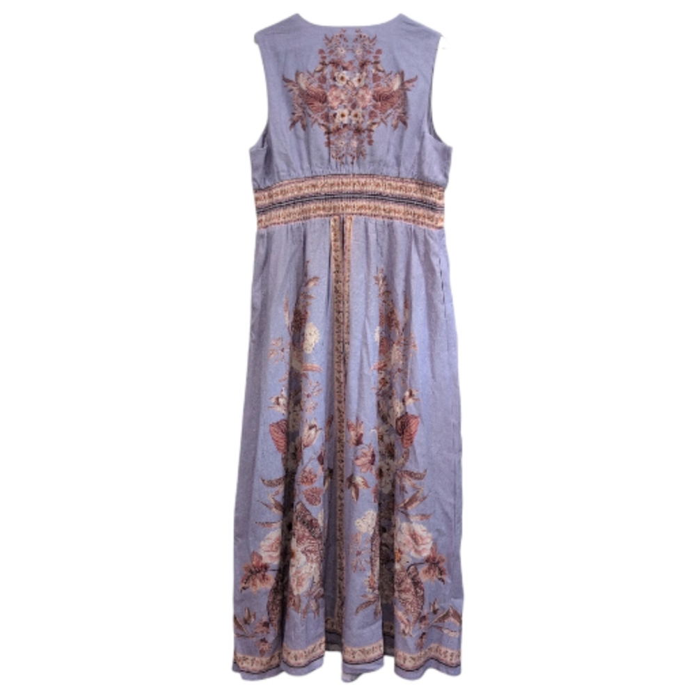 NWT CAROLINE CONSTAS Linen Blend Floral Lined Dress Large - Picture 3 of 5